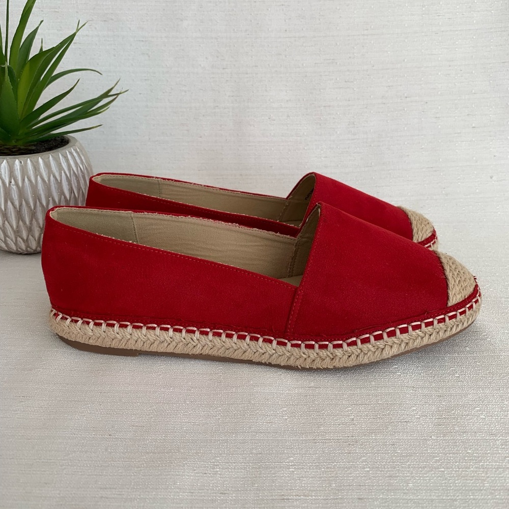 NWOT Ellos Red Microsuede Espadrille Flats Woman’s 9M - Picture 5 of 10
